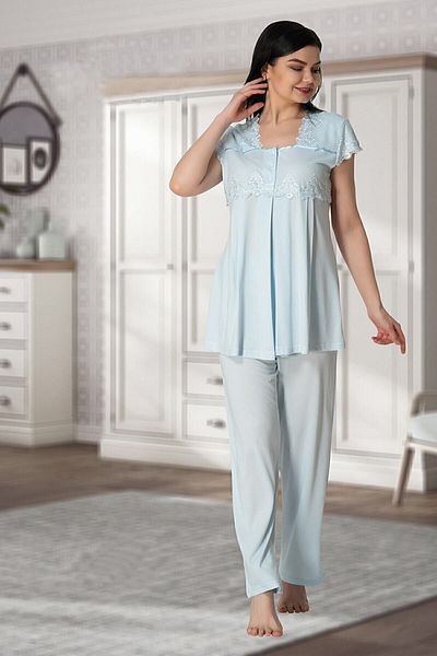 Effort Pijama Set de pijama de maternitate Effortt 5012 cu mâneci și guler din dantelă