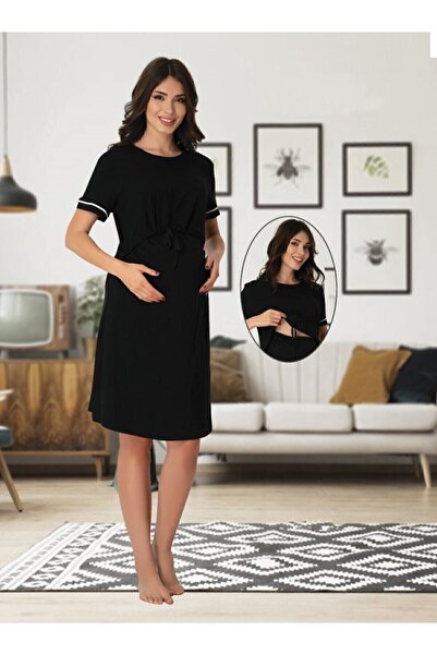 Effortt Γυναικείο μαύρο νυχτικό εγκυμοσύνης