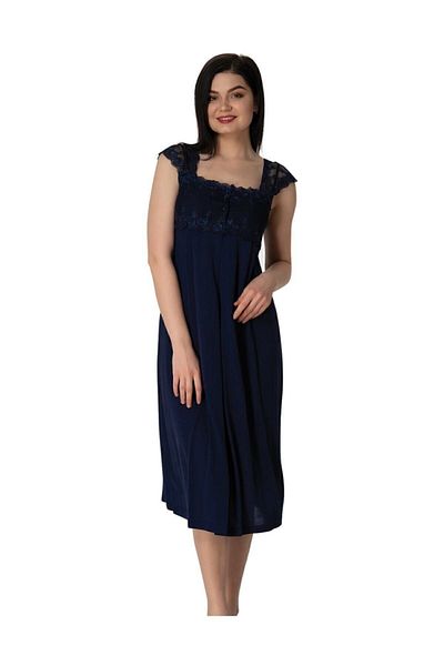 Effort Pijama Effort Women's Navy Blue Short Sleeve Maternity Nightgown 2304