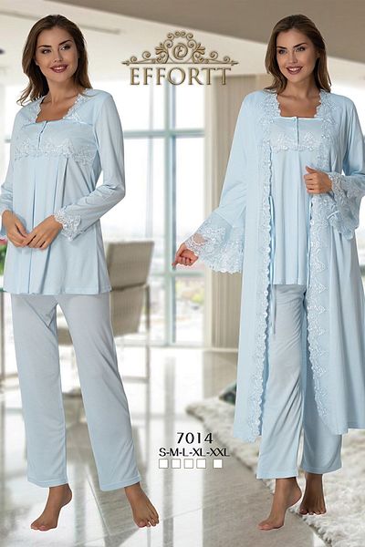 Effort Pijama طقم بيجامة للحوامل مزين بالدانتيل الأزرق من إيفورت 7014