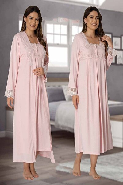 Effortt Mayss Collections 2402 Pink Maternity Night Set with Dressing Gowns