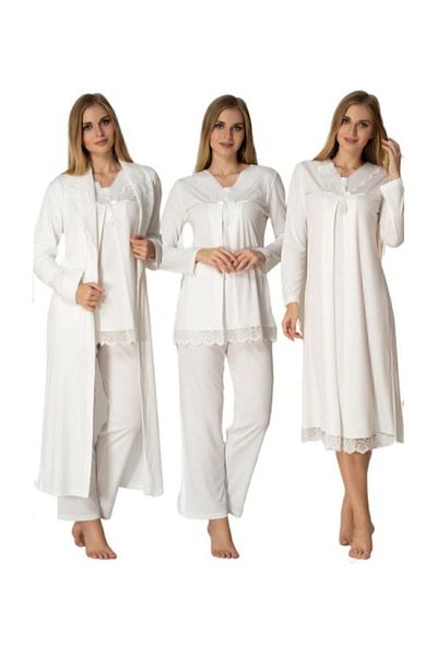 Effort Pijama Effortt Ecru Maternity Maternity Σετ 4 4036