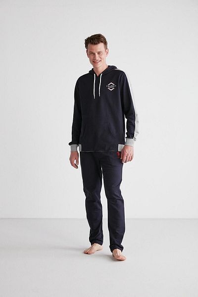 U.S. Polo Assn. ΒΑΣΗ. POLO ASSN. - Ανδρικό Σετ Πιτζάμες Navy Blue Hooded 024K.1ZE8TA7GR0P9