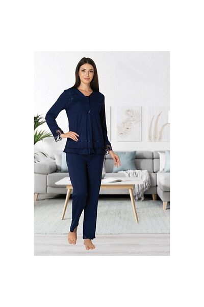 Effort Pijama Women's Navy Blue Maternity Nursing Pajama Set