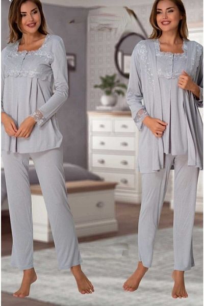 Effort Pijama طقم بيجامة للحوامل باللون الرمادي من Effort للسيدات