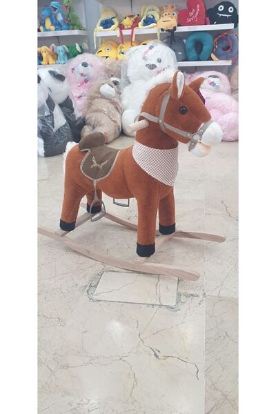 Cici Oyuncak Müzikli Sallanan At Fular’lı Koyu Kahverengi 65 cm New 2023