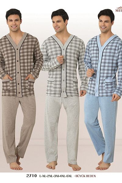 By Mecit Pijama Σετ ανδρικών πιτζάμες από βαμβάκι Mecit 2710