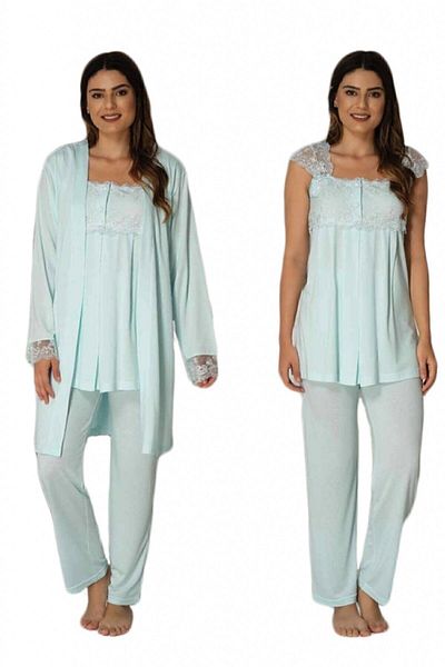 Effort Pijama Effort Turquoise Maternity Pajama Set with Dressing Gown 2301