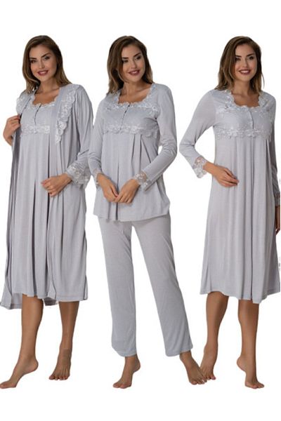 Effort Pijama Effort Grey Πιτζάμες εγκυμοσύνης Νυχτικό Σετ 2405