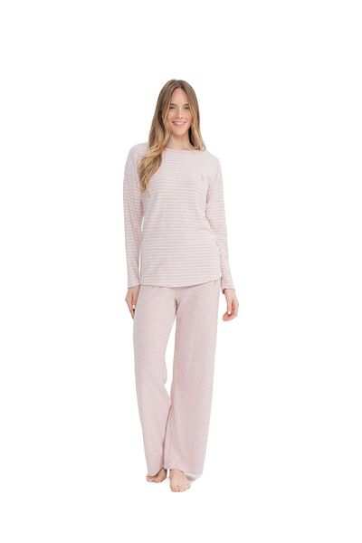 U.S. Polo Assn. Us Polo Assn. Pink Melange Women's Pajama Set - Round Neck Pls 025k.a.1es7.t.ra0.ou8.p3.km11