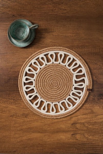 Belle Benoit Handmade Wicker Jute Plate Single, Bohemian Luxury Quality Plate...