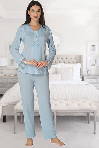 Effort Pijama طقم بيجامة للحوامل باللون الأزرق من Zerre Bebe
