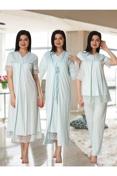 Effort Pijama Effortt 5046 مجموعة ملابس الأمومة والحوامل من 4 قطع باللون الفيروزي
