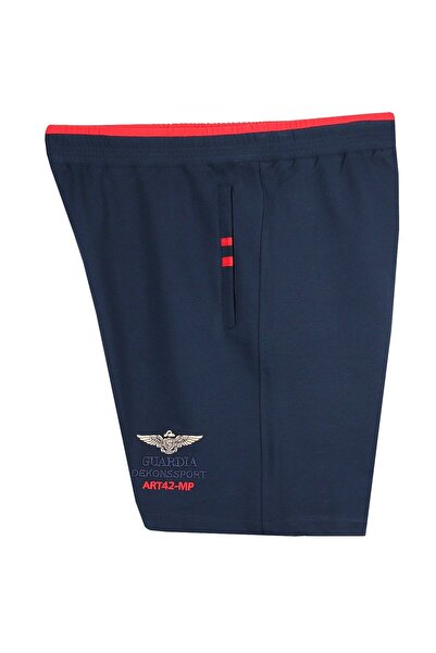 marufshop Plus Size Men's Combed Cotton Shorts - 115-194 Kilo, Lycra and Dekons Detailed