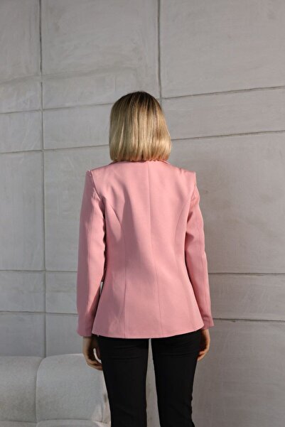 msm fashion Pudra Tek Düğmeli Blazer Ceket