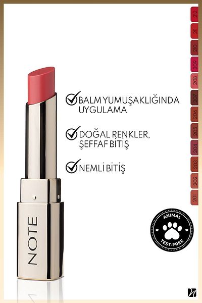 NOTE Iconic Sheer Lipstick Moisturizing Bright Lipstick 208 Dreamer - Pink