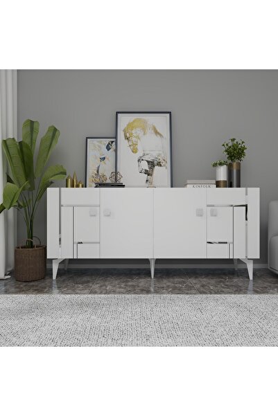 DEMONTE DECOR MADERA KONSOL BEYAZ-GÜMÜŞ