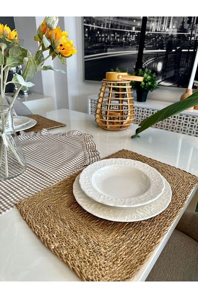 Decamor home 6-частична плетена подложка за хранене и пръстен за салфетки - American Service
