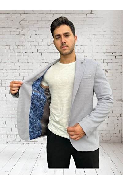 Luisero Αθλητικό μπουφάν Vad ανοιχτό γκρι κηρήθρα με υφή ανδρικό σακάκι