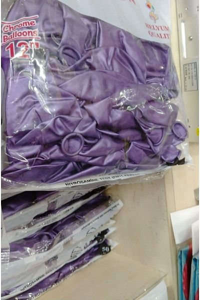 HBK Balon 15 Pieces - 12" Chrome Purple Color Balloon (30 Cm Diameter)