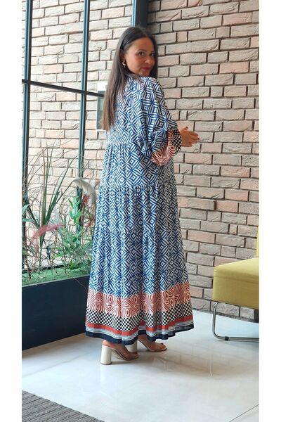 Park Moda Rochie lungă din bumbac cu model cu ciucuri