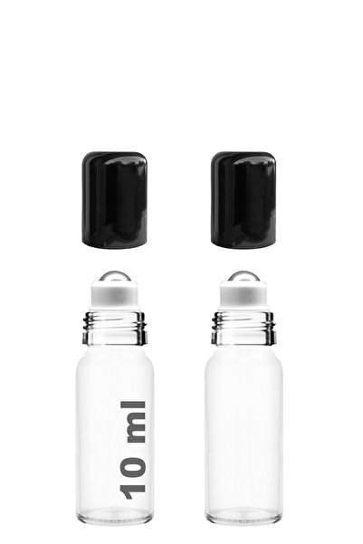 Afracam 10 ml Şeffaf Çelik Roll On Şişesi 10 Cc Sızdırmaz Siyah Kapaklı Cam Ş...