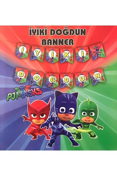 HKNYS Pjmask-Pijamaskeliler كتابة عيد ميلاد سعيد - لافتة عيد ميلاد