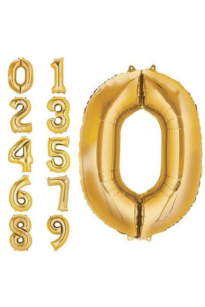 HKNYS 30 سنة - عدد - رقم بالون فويل لون ذهبي 40 سم 16 بوصة - عيد ميلاد - حفلة - احتفال