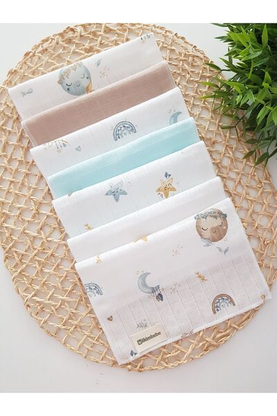 ilkimbebe Dolunay Set of 7 Single Layer Muslin Baby Mouth Wipes