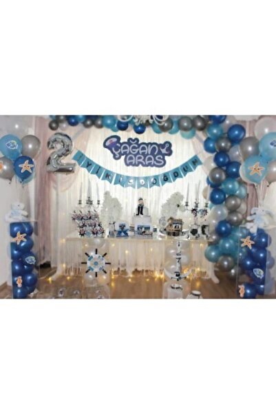 HKNYS Denizci Konsepti Balon Metalik Balon 100 Adet Ve Balon Zinciri