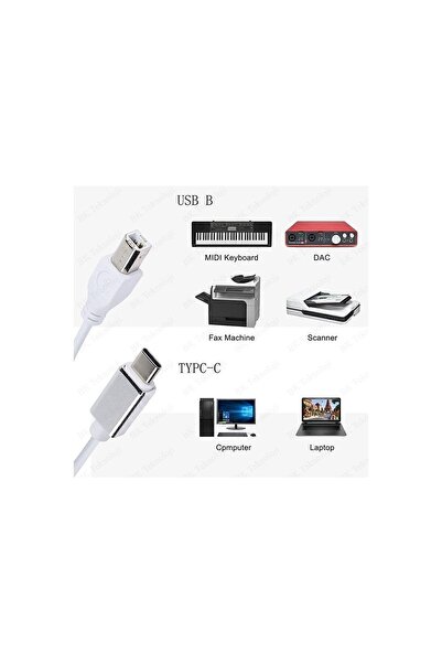 HKNYS Type-c Usb B Yazıcı Kablosu-telefon Tablet Bilgisyar Yazıcı Kablosu