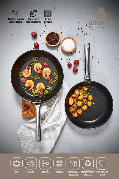 Amboss Dark Pan Fireproof Non-Stick Titanium Coating - 28 cm