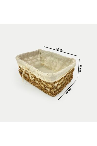 CasaLinda Кремава плетена правоъгълна кошница - с подплата за съхранение и организация