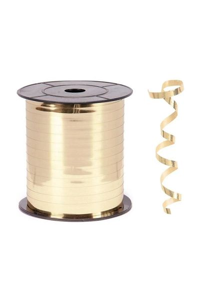 HKNYS Metallic Gold Color Raffia 8 Mm X 200 M - Extra Metallic - Balloon Rope - Balloon Bagging Rope