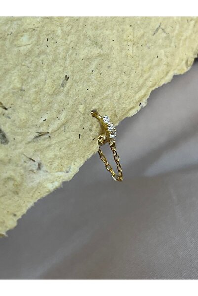 ds denizden silver Tekli Gümüş Zincirli Halka Piercing - 1 Adet