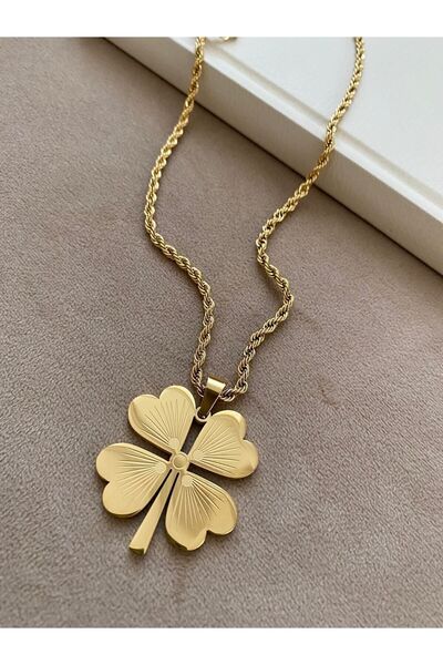 Asmir Accessories Büyük Uçlu Yonca Çelik Kolye