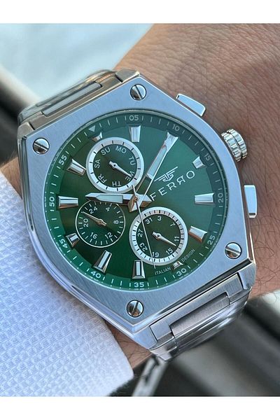 FERRO 30 Mt Waterproof Men's Wristwatch - Steel Cord, Chronograph Function Efm.40132.A6