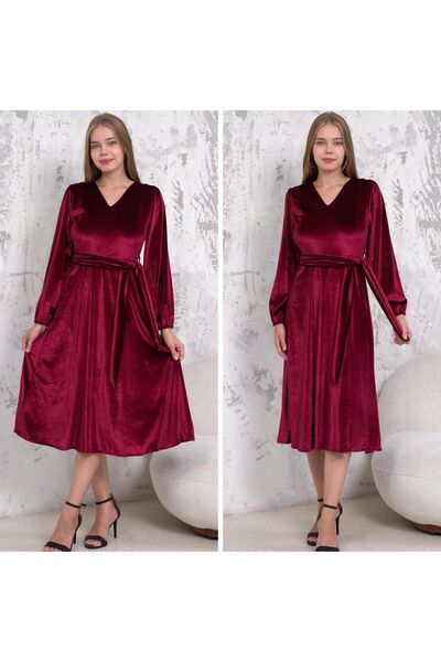 CİXAPLE Rochie din catifea cu decolteu în V evazat