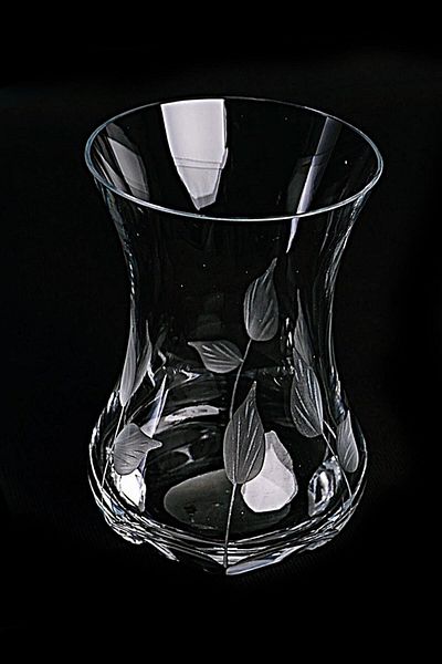 DECOSTYLE Leaf Custom Made Cut Crystal Decoration Slim Tea Glass (6 Pieces)