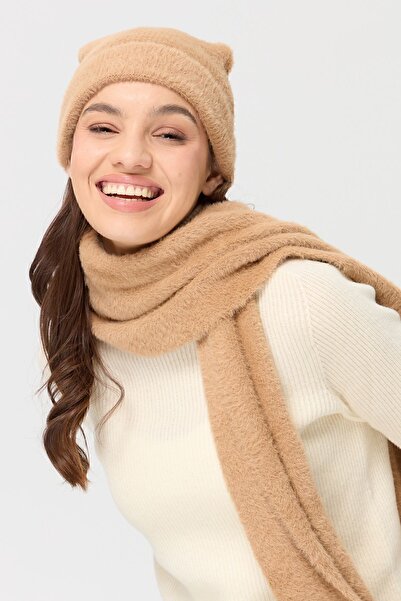 Desen Triko Women's Knitwear Aphrodite Beret Camel