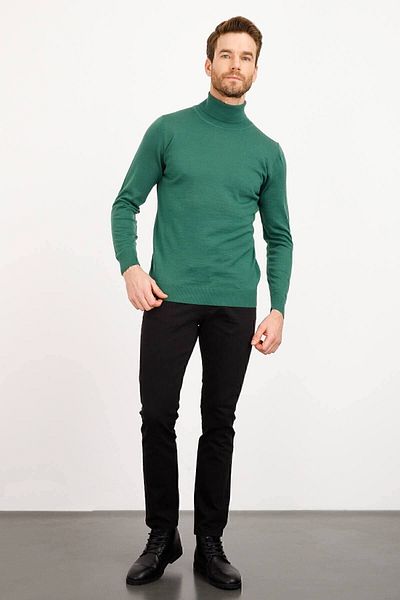 Desen Triko Ανδρικό Basic Full Fisherman Λεπτό Πλεκτό Πουλόβερ Benetton