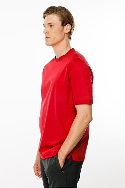 Desen Triko Red Men's Basic Cotton T-Shirt - Crew Neck