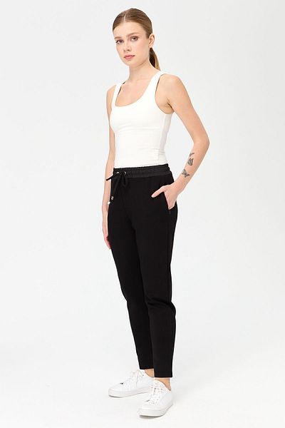 Desen Triko Pantaloni de trening cu buzunare, cu șireturi, negri