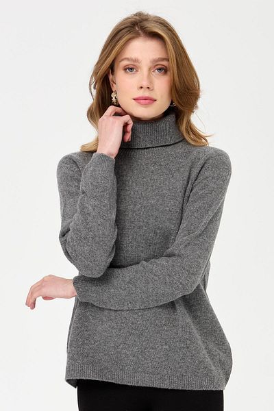 Desen Triko Pulover de lână clasic, cu gât complet, afumat
