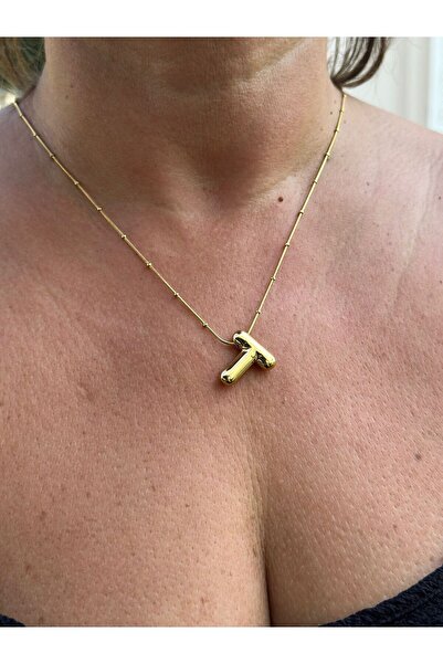 stainless steell Steel Necklace - Balloon Letter t Model
