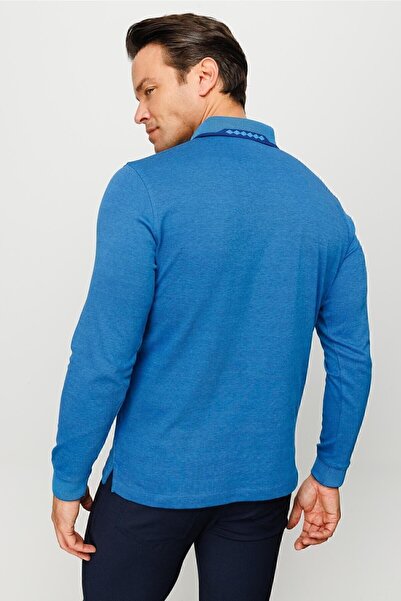 Desen Triko Ανδρικό μακρυμάνικο φούτερ Polo Neck με τετράγωνο σχέδιο Saks