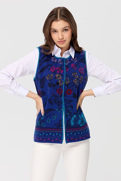 Desen Triko Vestă de lână cu model de iederă cu gât crew