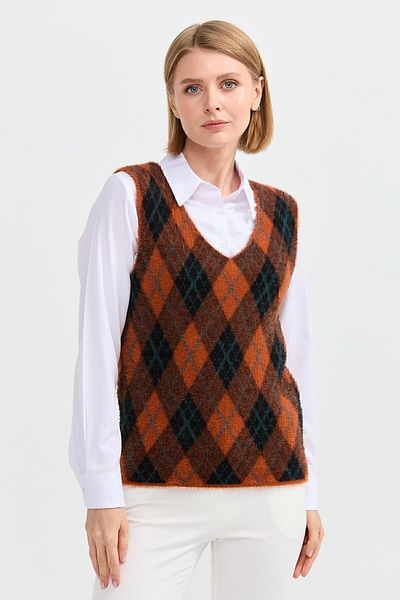 Desen Triko Women's Argyle Patterned Sweater