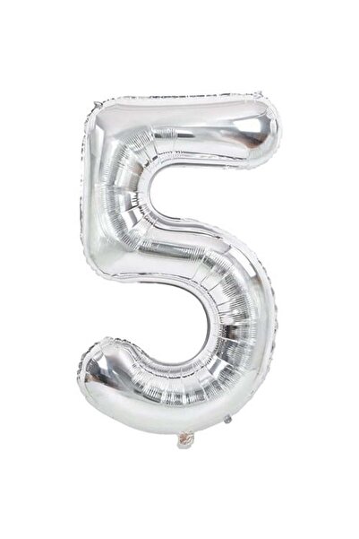 Generic Brand 100 cm Silver Colored 5 Number Foil Balloon