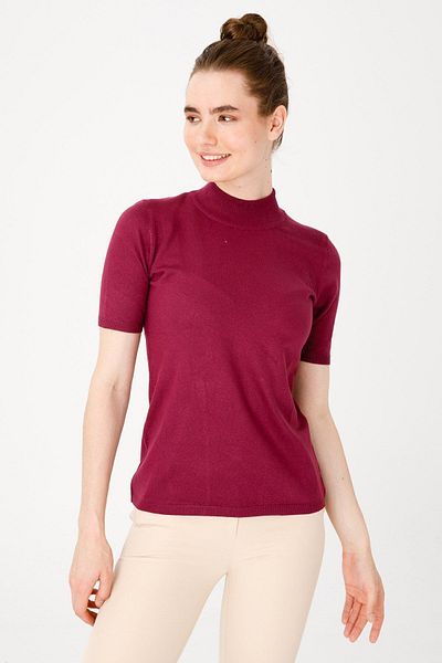 Desen Triko Γυναικεία Lycra κοντομάνικη μισή μπλούζα Fisherman Dark Plum